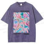 Unisex Yayoi Kusama Flowers Printed Washed Tee