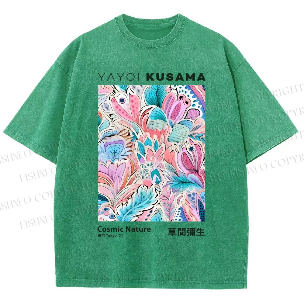Unisex Yayoi Kusama Flowers Printed Washed Tee