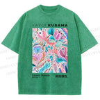 Unisex Yayoi Kusama Flowers Printed Washed Tee