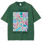 Unisex Yayoi Kusama Flowers Printed Washed Tee