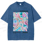 Unisex Yayoi Kusama Flowers Printed Washed Tee