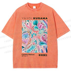 Unisex Yayoi Kusama Flowers Printed Washed Tee