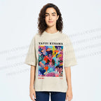 Unisex Yayoi Kusama Coral Fish Printed Washed Tee