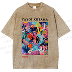 Unisex Yayoi Kusama Coral Fish Printed Washed Tee