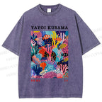 Unisex Yayoi Kusama Coral Fish Printed Washed Tee