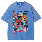 Unisex Yayoi Kusama Coral Fish Printed Washed Tee