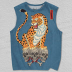 Unisex Tiger Skull Printed Tank Top