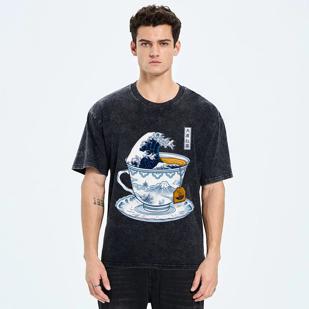 The Great Kanagawa Tea Wave Washed T-Shirt