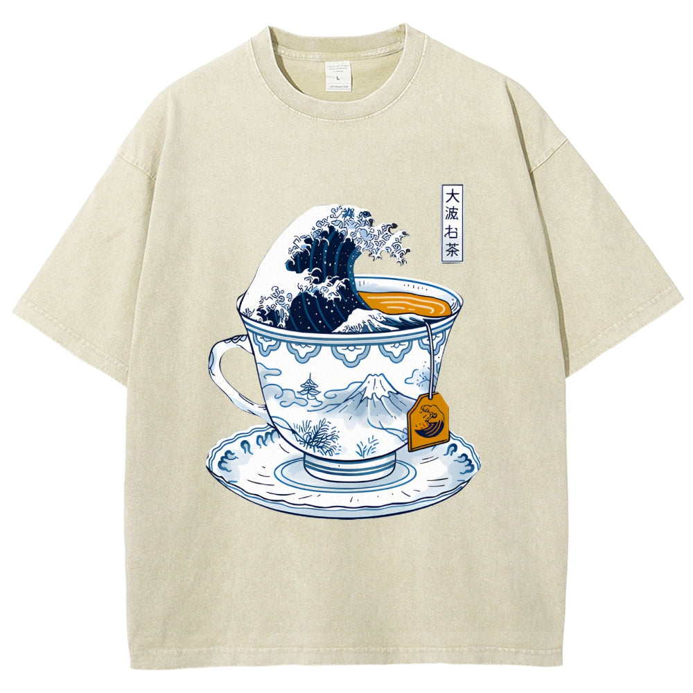 The Great Kanagawa Tea Wave Washed T-Shirt