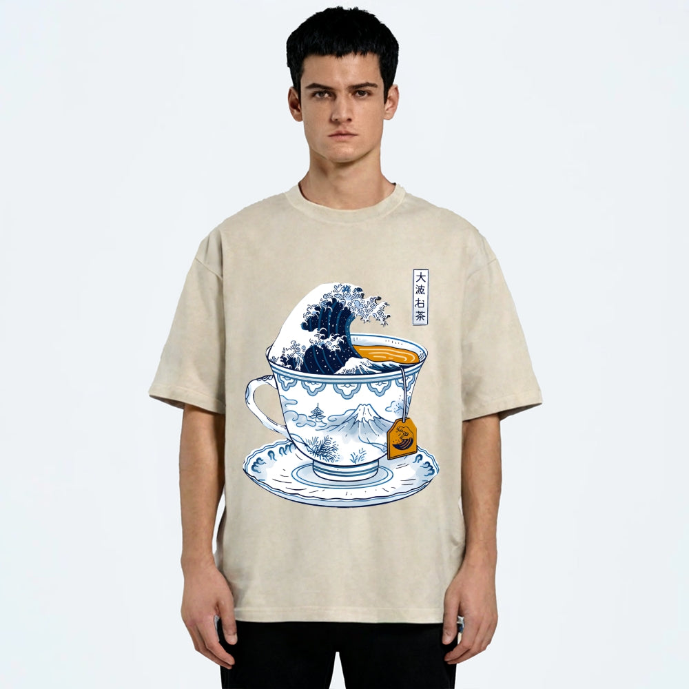 The Great Kanagawa Tea Wave Washed T-Shirt