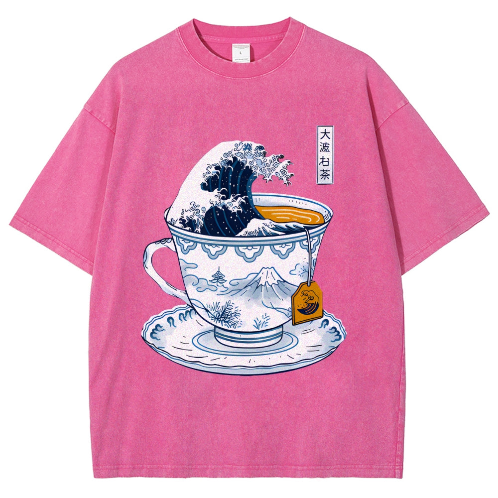 The Great Kanagawa Tea Wave Washed T-Shirt