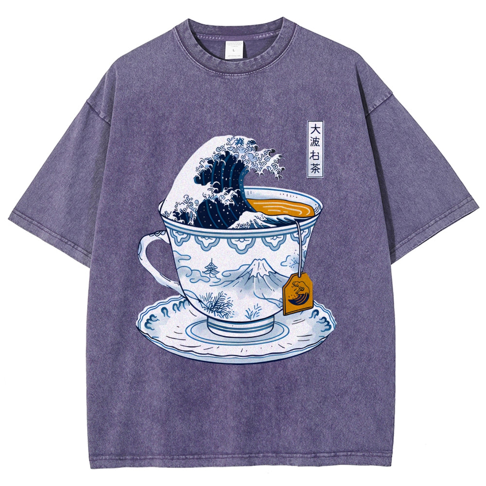 The Great Kanagawa Tea Wave Washed T-Shirt