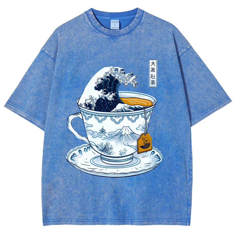 The Great Kanagawa Tea Wave Washed T-Shirt