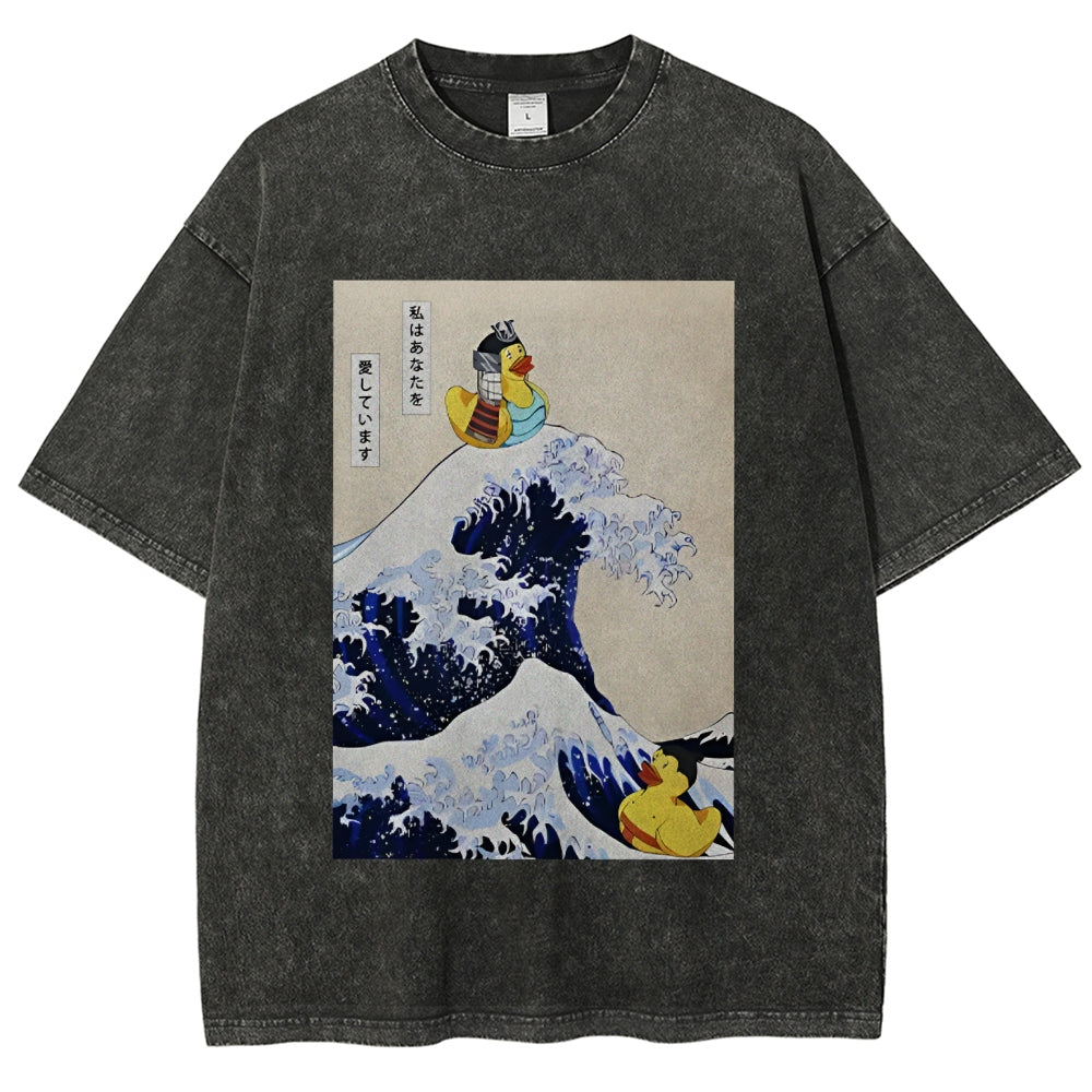 Samurai Duck And Sumo Duck Washed T-Shirt