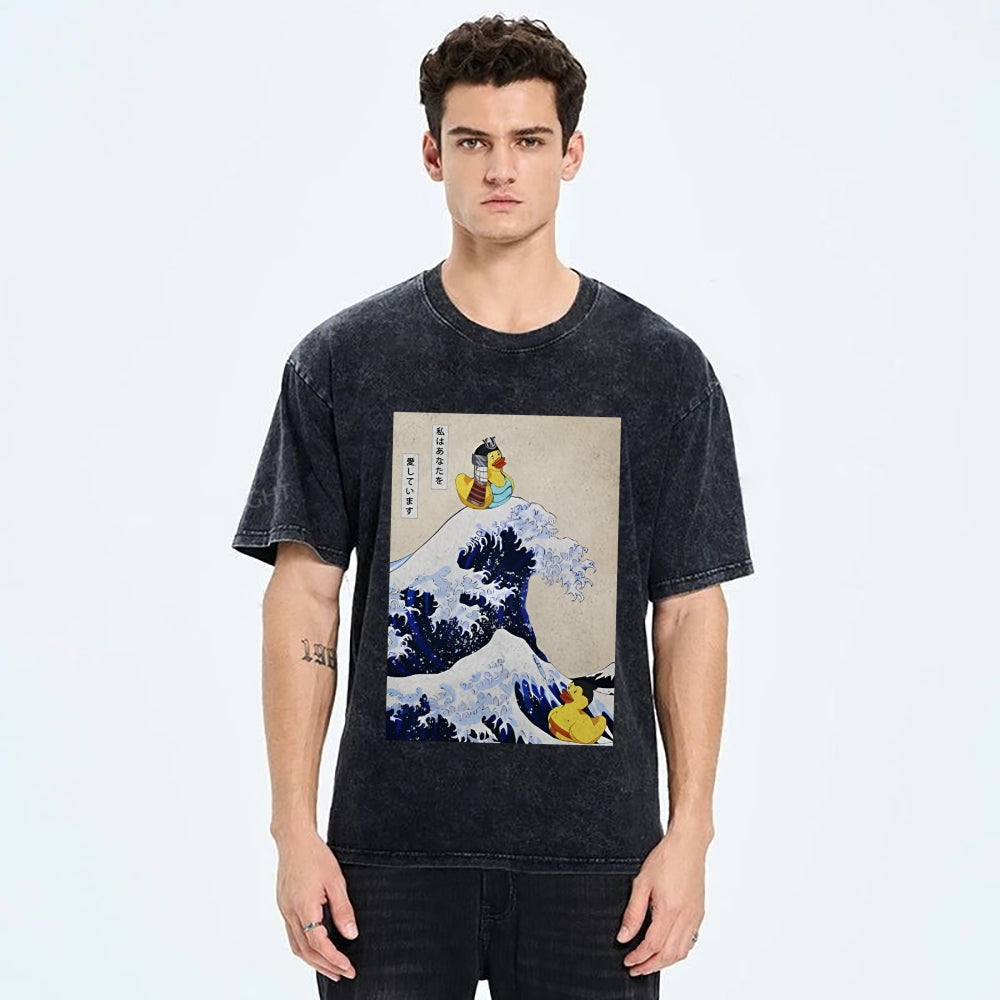 Samurai Duck And Sumo Duck Washed T-Shirt