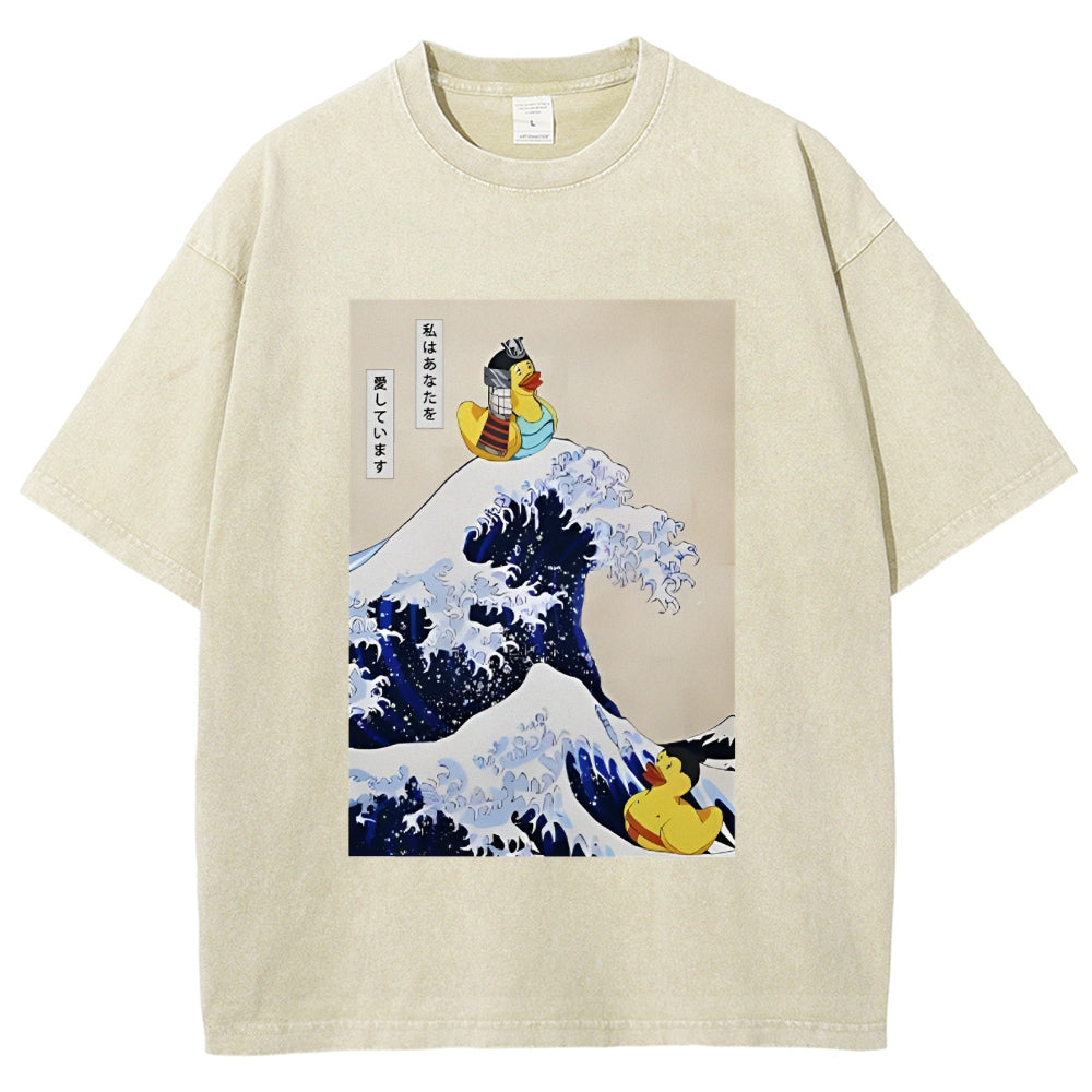 Samurai Duck And Sumo Duck Washed T-Shirt