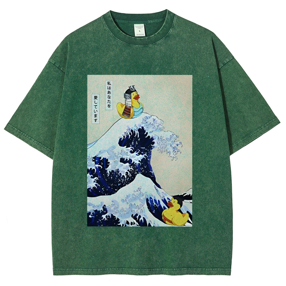 Samurai Duck And Sumo Duck Washed T-Shirt