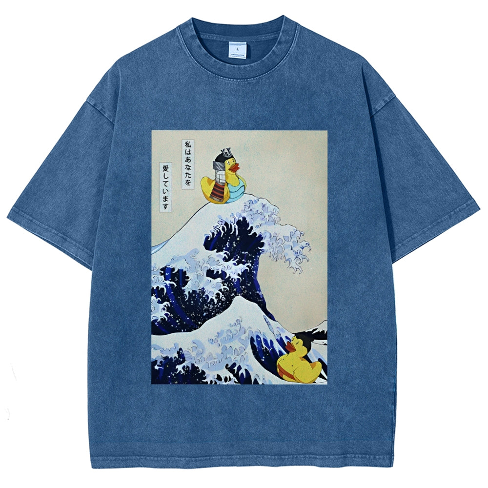 Samurai Duck And Sumo Duck Washed T-Shirt