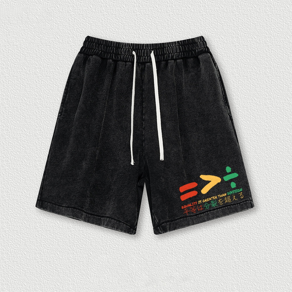 Equality Is Greater Than Division Washed Shorts