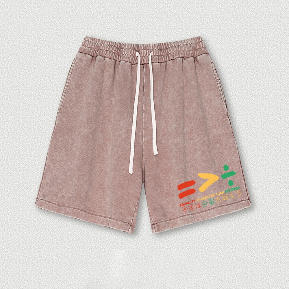 Equality Is Greater Than Division Washed Shorts