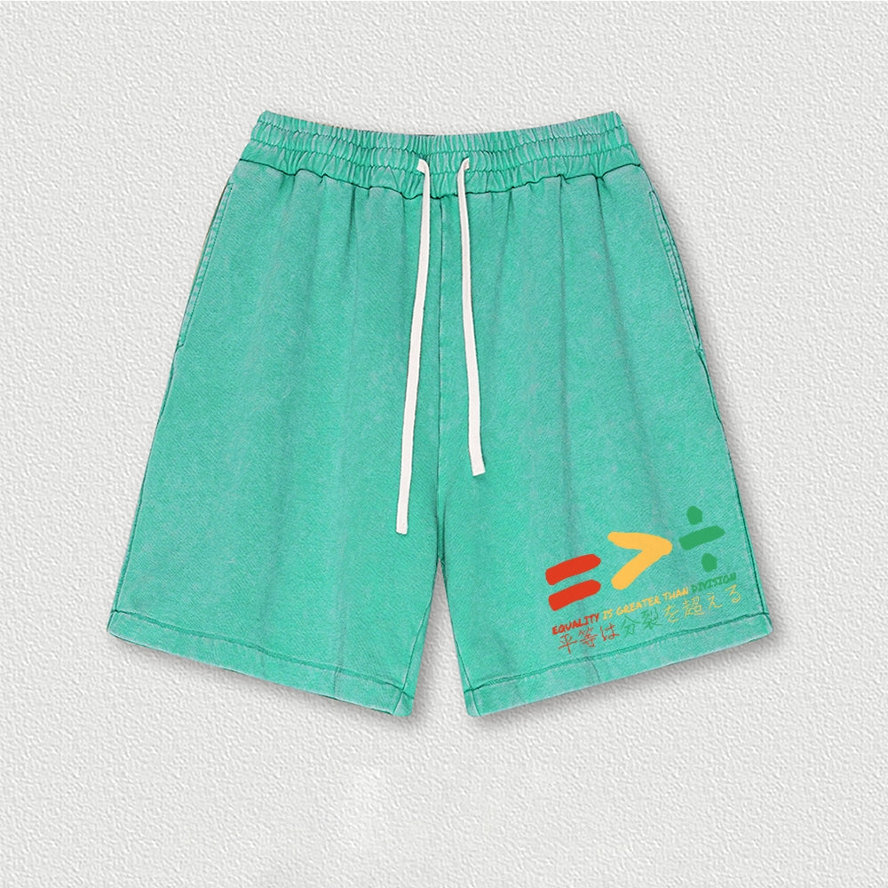 Equality Is Greater Than Division Washed Shorts