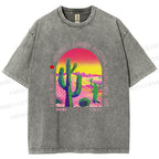 Unisex Yayoi Kusama Cactus Printed Washed Tee