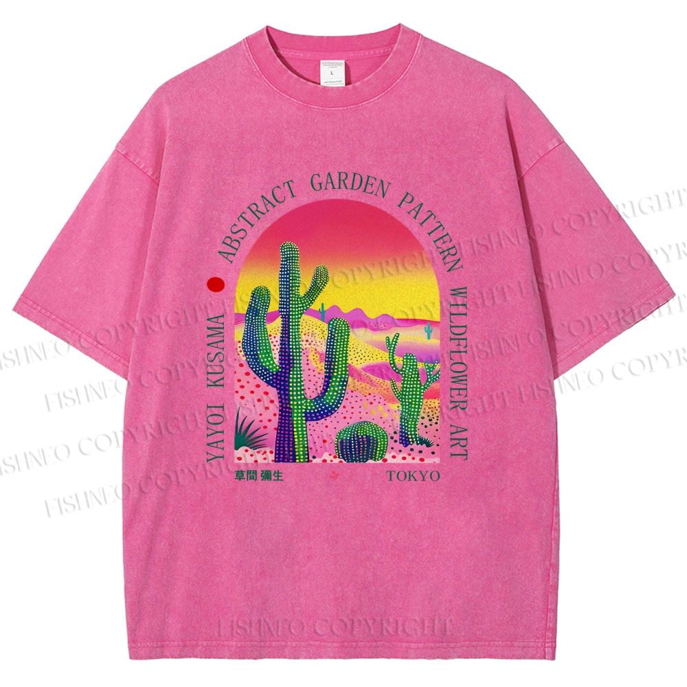 Unisex Yayoi Kusama Cactus Printed Washed Tee