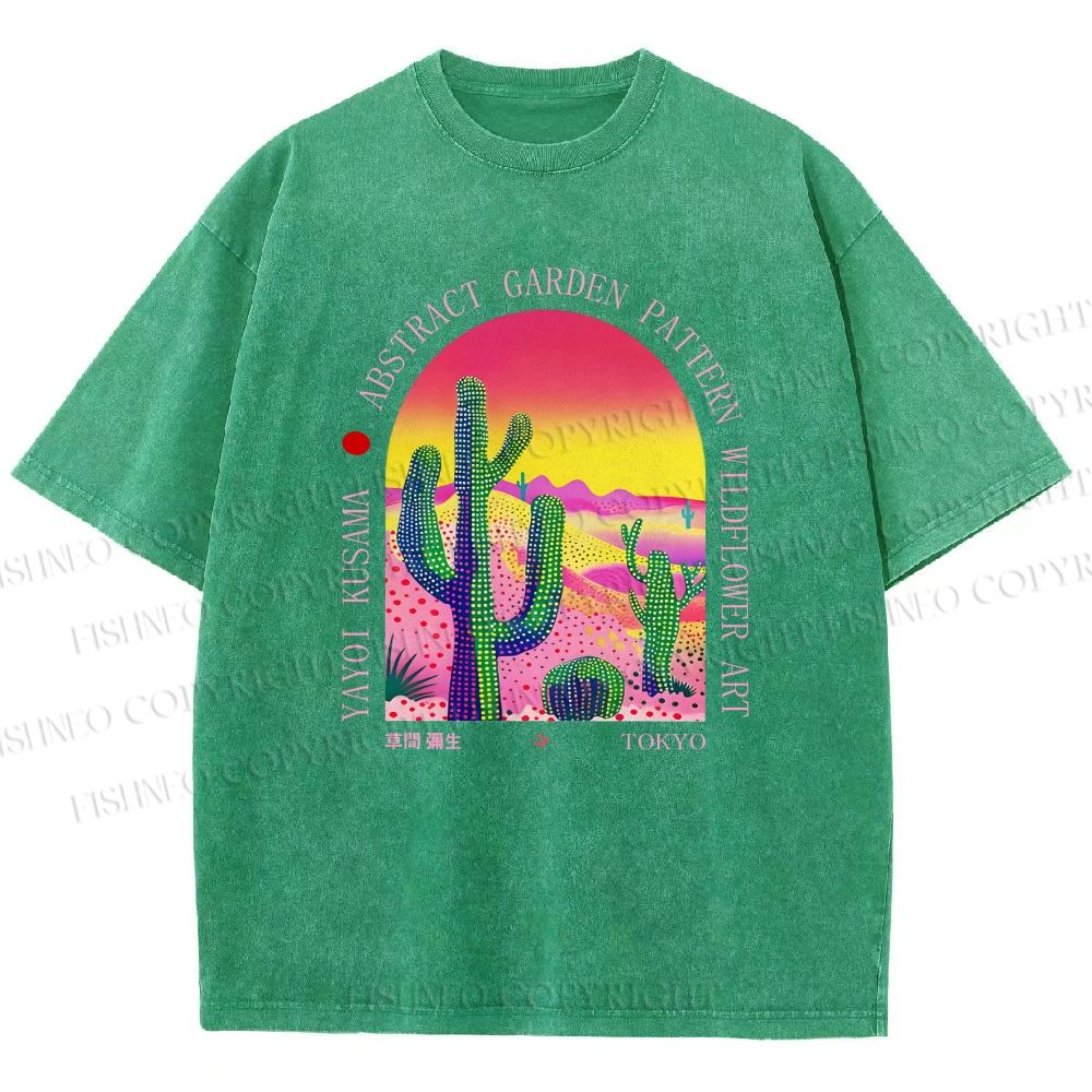Unisex Yayoi Kusama Cactus Printed Washed Tee