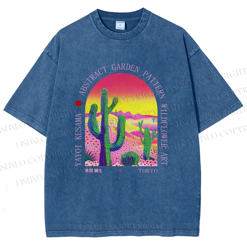 Unisex Yayoi Kusama Cactus Printed Washed Tee