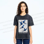 Unisex Yayoi Kusama Birds Printed Washed Tee