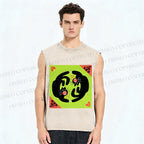 Unisex Black Cat in Double Printed Washed Tank Top