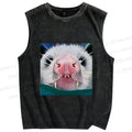 Unisex Silly Opossum Printed Washed Tank Top