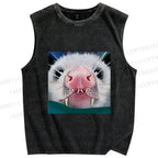 Unisex Silly Opossum Printed Washed Tank Top