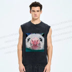 Unisex Silly Opossum Printed Washed Tank Top