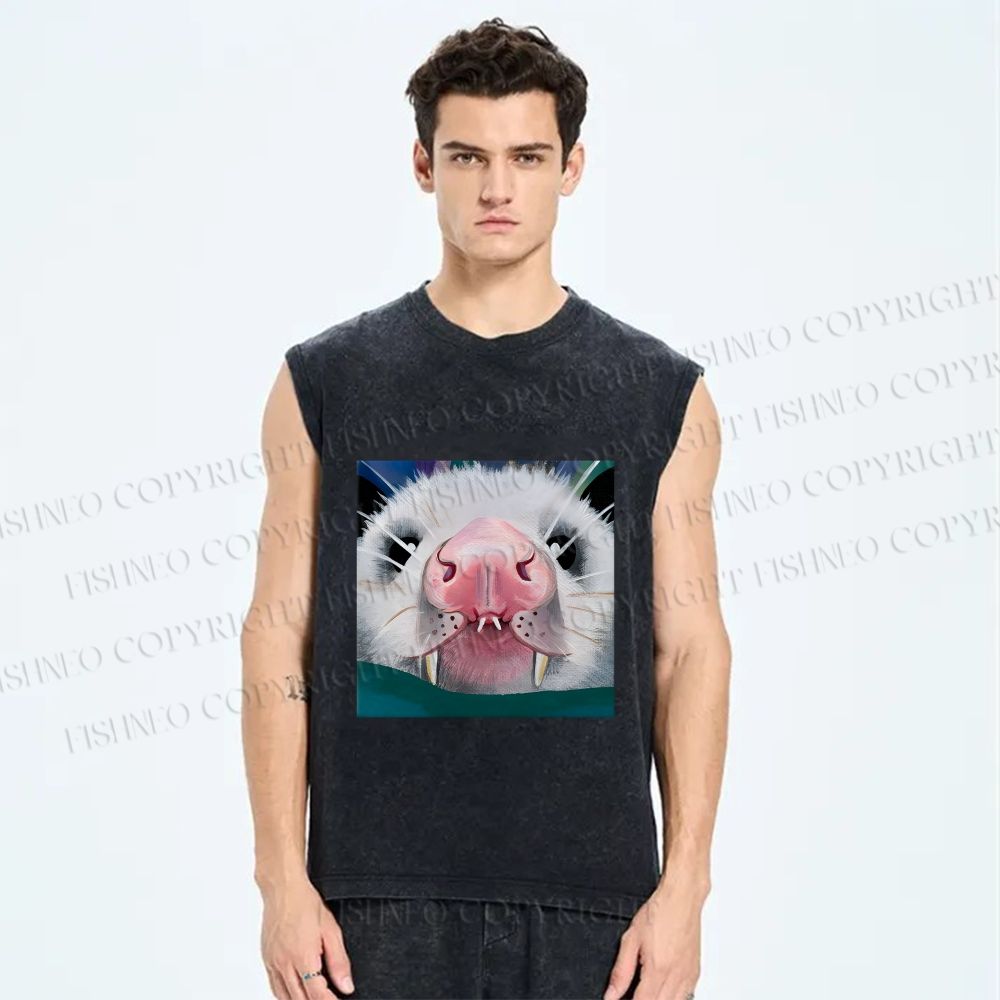 Unisex Silly Opossum Printed Washed Tank Top