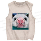 Unisex Silly Opossum Printed Washed Tank Top