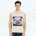 Unisex Silly Opossum Printed Washed Tank Top