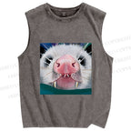 Unisex Silly Opossum Printed Washed Tank Top