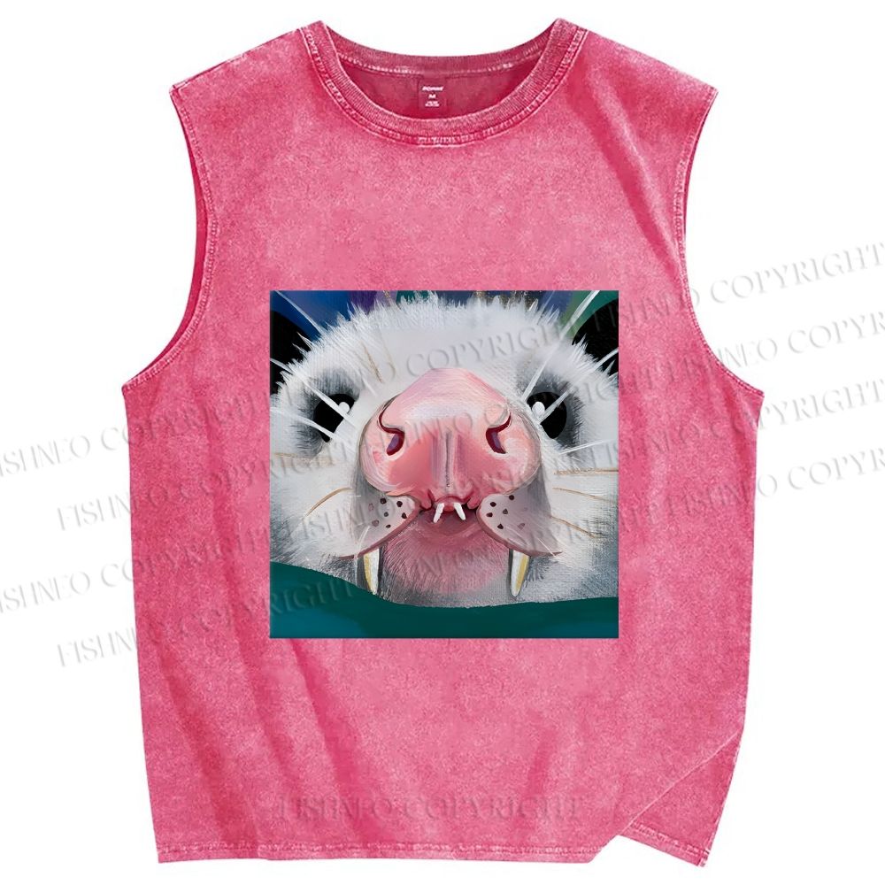 Unisex Silly Opossum Printed Washed Tank Top