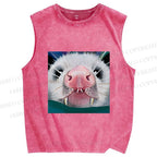 Unisex Silly Opossum Printed Washed Tank Top