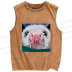 Unisex Silly Opossum Printed Washed Tank Top