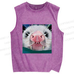 Unisex Silly Opossum Printed Washed Tank Top