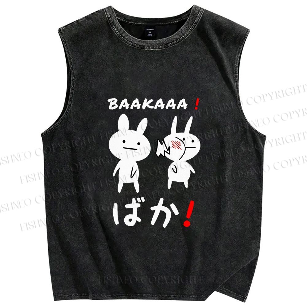 Unisex Stupid Bunny Printed Washed Tank Top