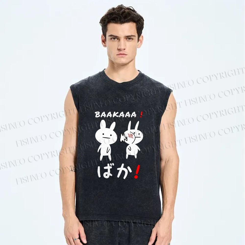 Unisex Stupid Bunny Printed Washed Tank Top