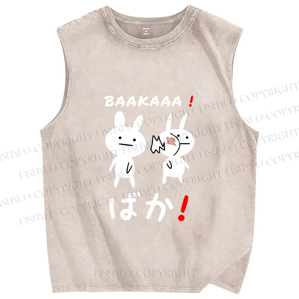Unisex Stupid Bunny Printed Washed Tank Top
