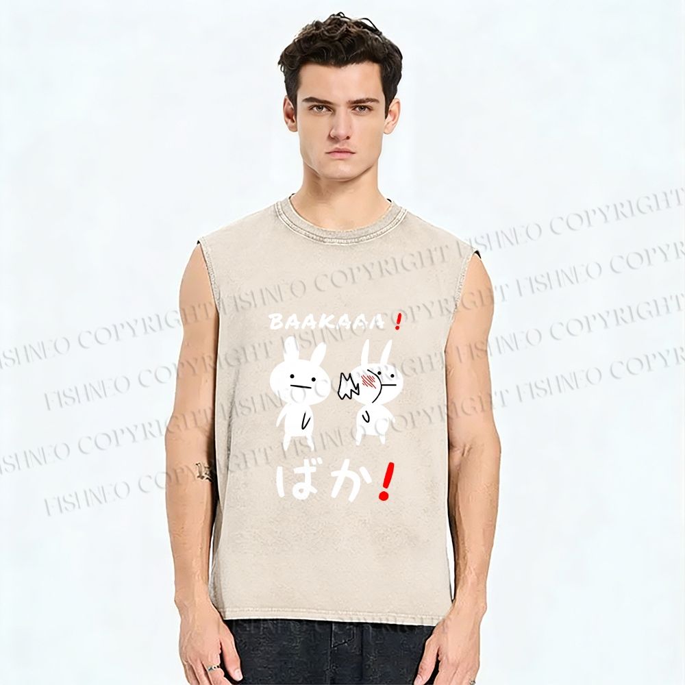 Unisex Stupid Bunny Printed Washed Tank Top
