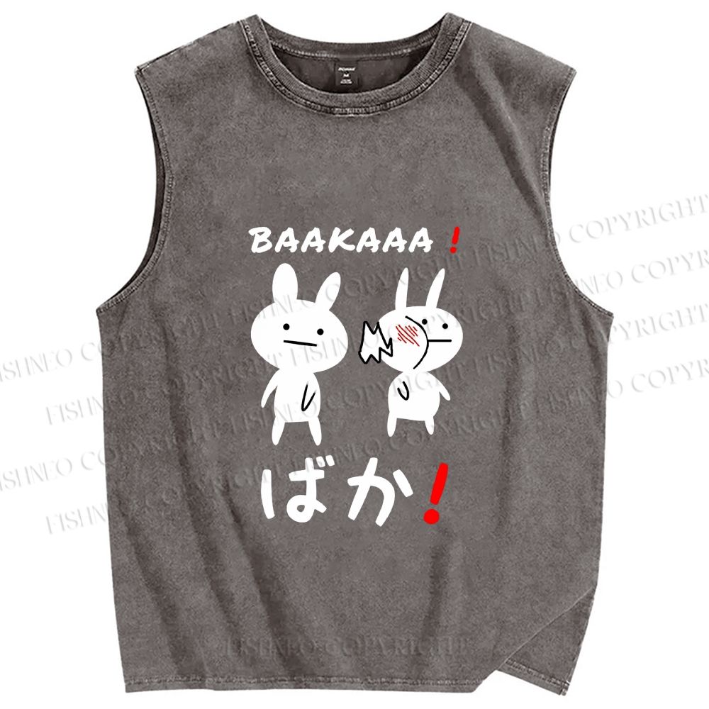 Unisex Stupid Bunny Printed Washed Tank Top
