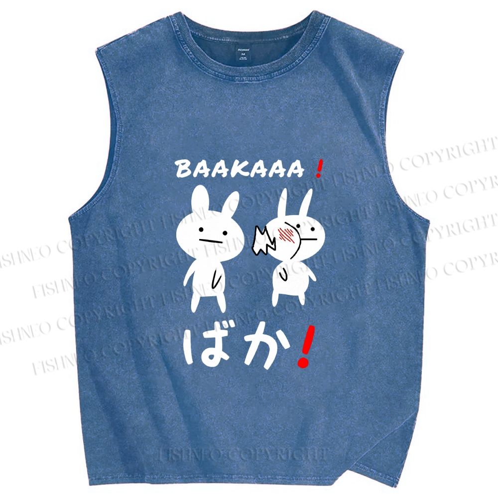 Unisex Stupid Bunny Printed Washed Tank Top