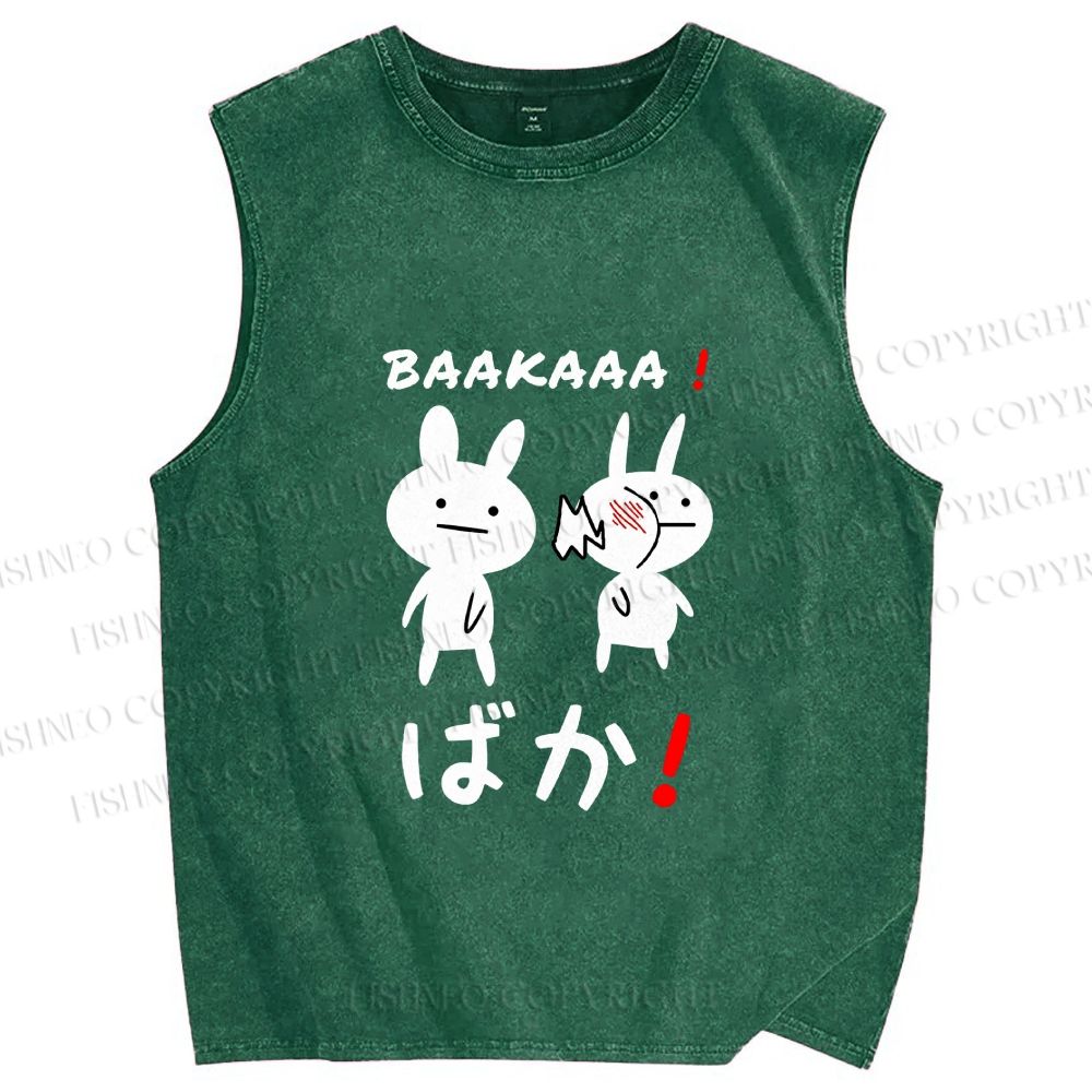 Unisex Stupid Bunny Printed Washed Tank Top