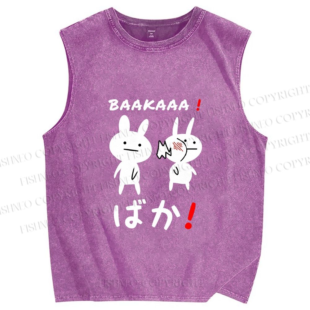 Unisex Stupid Bunny Printed Washed Tank Top